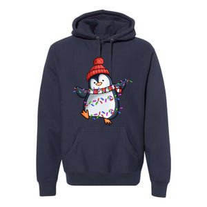 Penguin Santa Lights Christmas Pajamas Cute Penguins Xmas Premium Hoodie