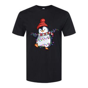 Penguin Santa Lights Christmas Pajamas Cute Penguins Xmas Softstyle CVC T-Shirt