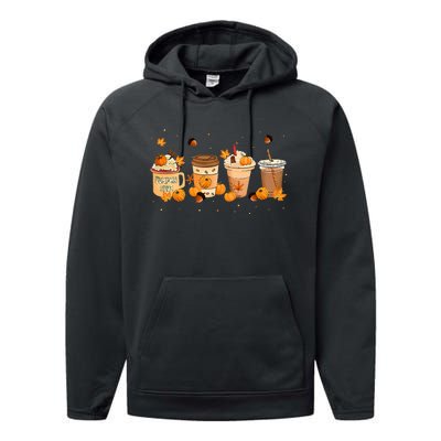 Pumpkin Spice Latte Coffee Thanksgiving Fall Season Drinks Performance Fleece Hoodie