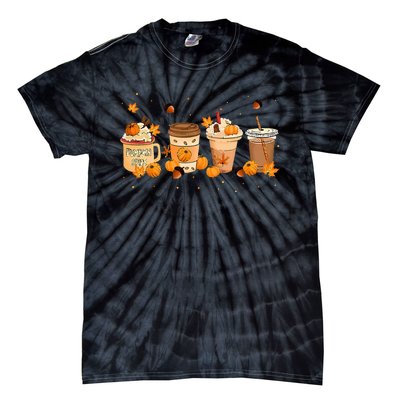 Pumpkin Spice Latte Coffee Thanksgiving Fall Season Drinks Tie-Dye T-Shirt