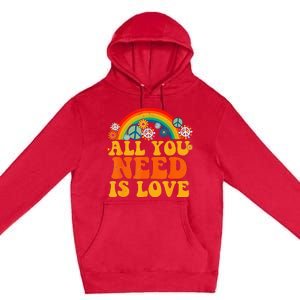 PEACE SIGN LOVE 60s 70s Tie Dye Hippie Halloween Costume Premium Pullover Hoodie