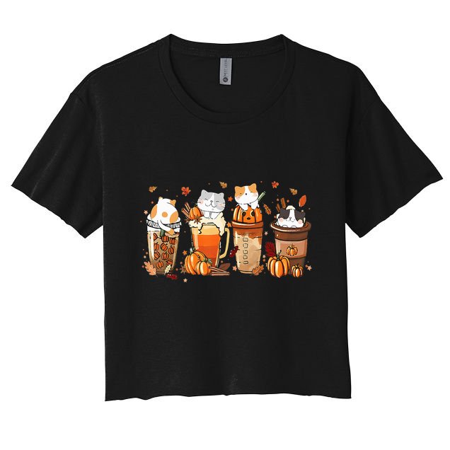 Pumpkin Spice Latte Costume For Cats Lover Cute Autumn Fall Crop Top