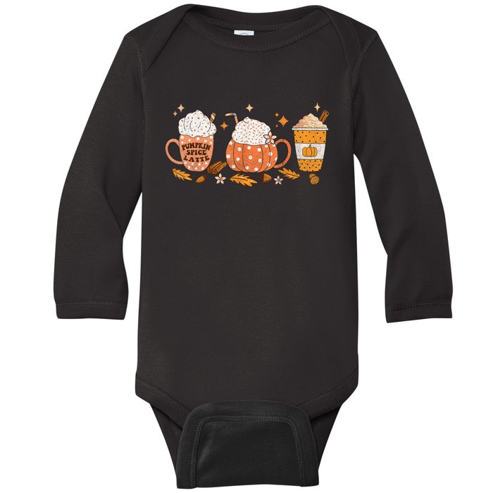 Pumpkin Spice Latte Fall Vibes Autumn Pumpkin Spice Coffee Baby Long Sleeve Bodysuit