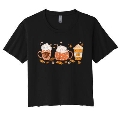 Pumpkin Spice Latte Fall Vibes Autumn Pumpkin Spice Coffee Women's Crop Top Tee