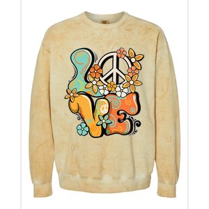 Peace Sign Love 60s 70s Costume Groovy Hippie Theme Party Colorblast Crewneck Sweatshirt