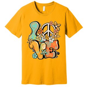 Peace Sign Love 60s 70s Costume Groovy Hippie Theme Party Premium T-Shirt