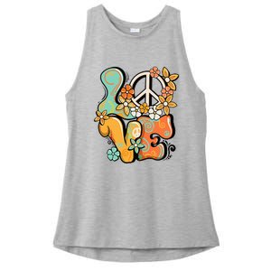 Peace Sign Love 60s 70s Costume Groovy Hippie Theme Party Ladies PosiCharge Tri-Blend Wicking Tank