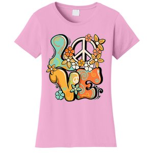 Peace Sign Love 60s 70s Costume Groovy Hippie Theme Party Women's T-Shirt