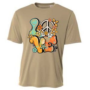 Peace Sign Love 60s 70s Costume Groovy Hippie Theme Party Cooling Performance Crew T-Shirt