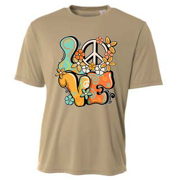 Peace Sign Love 60s 70s Costume Groovy Hippie Theme Party Cooling Performance Crew T-Shirt