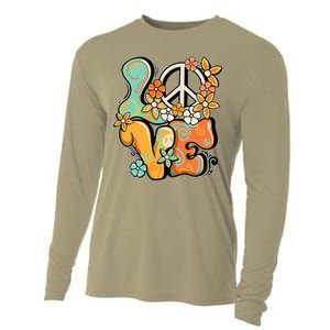 Peace Sign Love 60s 70s Costume Groovy Hippie Theme Party Cooling Performance Long Sleeve Crew