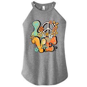 Peace Sign Love 60s 70s Costume Groovy Hippie Theme Party Women's Perfect Tri Rocker Tank