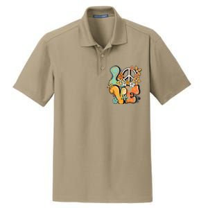 Peace Sign Love 60s 70s Costume Groovy Hippie Theme Party Dry Zone Grid Polo