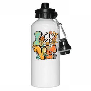 Peace Sign Love 60s 70s Costume Groovy Hippie Theme Party Aluminum Water Bottle