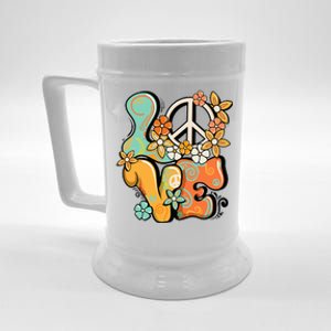 Peace Sign Love 60s 70s Costume Groovy Hippie Theme Party Beer Stein