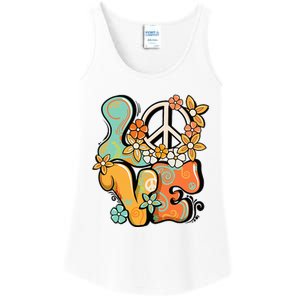 Peace Sign Love 60s 70s Costume Groovy Hippie Theme Party Ladies Essential Tank