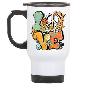 Peace Sign Love 60s 70s Costume Groovy Hippie Theme Party Stainless Steel Travel Mug