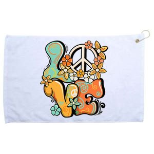 Peace Sign Love 60s 70s Costume Groovy Hippie Theme Party Grommeted Golf Towel