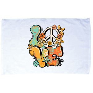 Peace Sign Love 60s 70s Costume Groovy Hippie Theme Party Microfiber Hand Towel