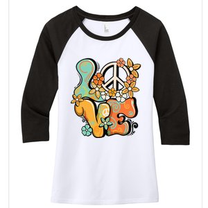 Peace Sign Love 60s 70s Costume Groovy Hippie Theme Party Women's Tri-Blend 3/4-Sleeve Raglan Shirt