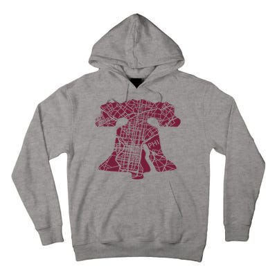 Philadelphia Street Map Liberty Bell Vintage Maroon P.Hilly Tall Hoodie