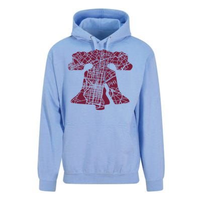 Philadelphia Street Map Liberty Bell Vintage Maroon P.Hilly Unisex Surf Hoodie