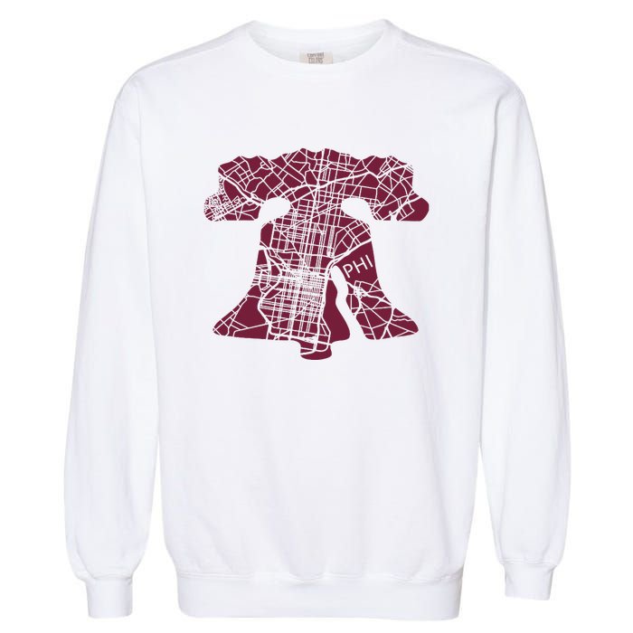 Philadelphia Street Map Liberty Bell Vintage Maroon P.Hilly Garment-Dyed Sweatshirt