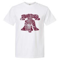 Philadelphia Street Map Liberty Bell Vintage Maroon P.Hilly Garment-Dyed Heavyweight T-Shirt