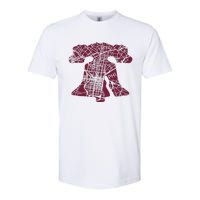 Philadelphia Street Map Liberty Bell Vintage Maroon P.Hilly Softstyle CVC T-Shirt