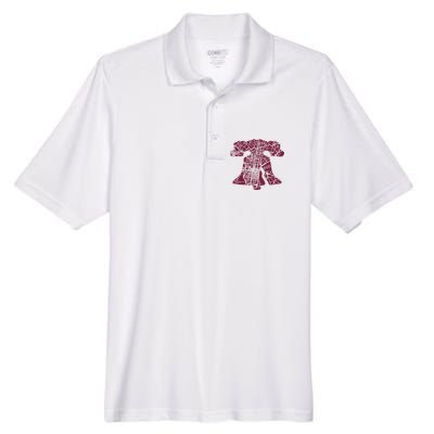 Philadelphia Street Map Liberty Bell Vintage Maroon P.Hilly Men's Origin Performance Pique Polo