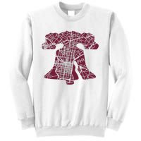 Philadelphia Street Map Liberty Bell Vintage Maroon P.Hilly Sweatshirt