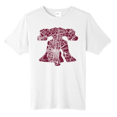 Philadelphia Street Map Liberty Bell Vintage Maroon P.Hilly Tall Fusion ChromaSoft Performance T-Shirt