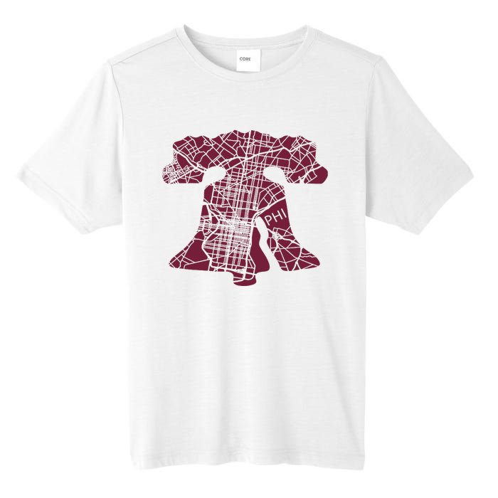 Philadelphia Street Map Liberty Bell Vintage Maroon P.Hilly Tall Fusion ChromaSoft Performance T-Shirt