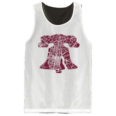 Philadelphia Street Map Liberty Bell Vintage Maroon P.Hilly Mesh Reversible Basketball Jersey Tank