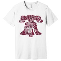 Philadelphia Street Map Liberty Bell Vintage Maroon P.Hilly Premium T-Shirt