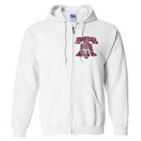 Philadelphia Street Map Liberty Bell Vintage Maroon P.Hilly Full Zip Hoodie