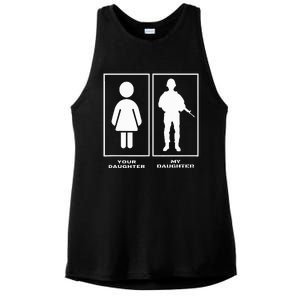 Proud Soldier Mom Dad Your Daughter My Daughter Military Ladies PosiCharge Tri-Blend Wicking Tank