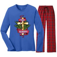 Palm Sunday Meaningful Gift Women's Long Sleeve Flannel Pajama Set 