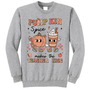 Pumpkin Spice Makes Teacher Nice Retro Teacher Thanksgiving Tall Sweatshirt