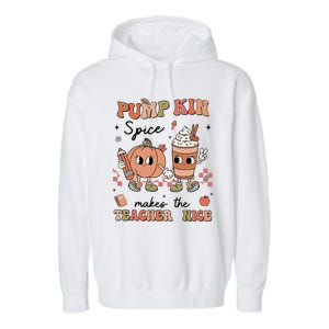 Pumpkin Spice Makes Teacher Nice Retro Teacher Thanksgiving Garment-Dyed Fleece Hoodie