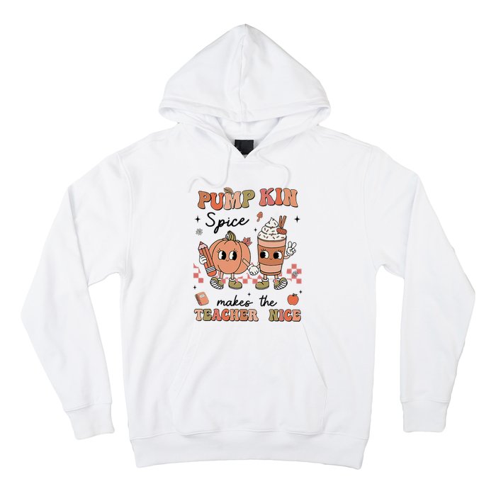 Pumpkin Spice Makes Teacher Nice Retro Teacher Thanksgiving Hoodie