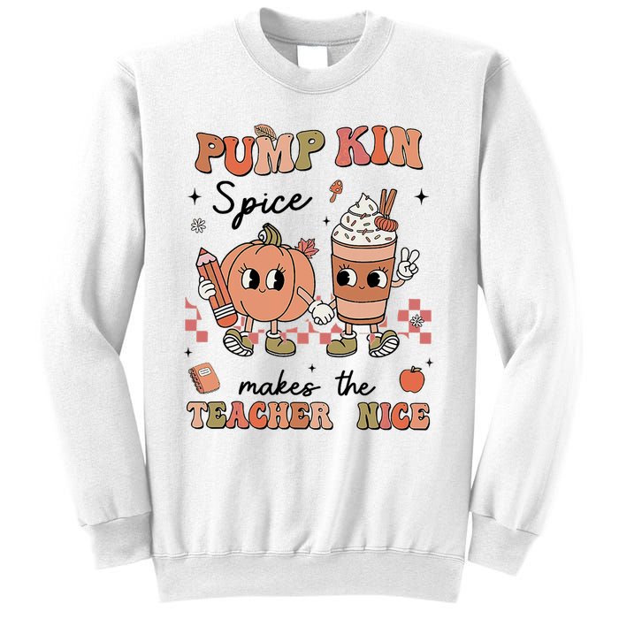 Pumpkin Spice Makes Teacher Nice Retro Teacher Thanksgiving Sweatshirt