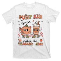 Pumpkin Spice Makes Teacher Nice Retro Teacher Thanksgiving T-Shirt