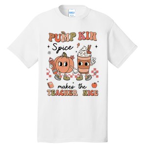 Pumpkin Spice Makes Teacher Nice Retro Teacher Thanksgiving Tall T-Shirt