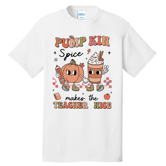 Pumpkin Spice Makes Teacher Nice Retro Teacher Thanksgiving Tall T-Shirt