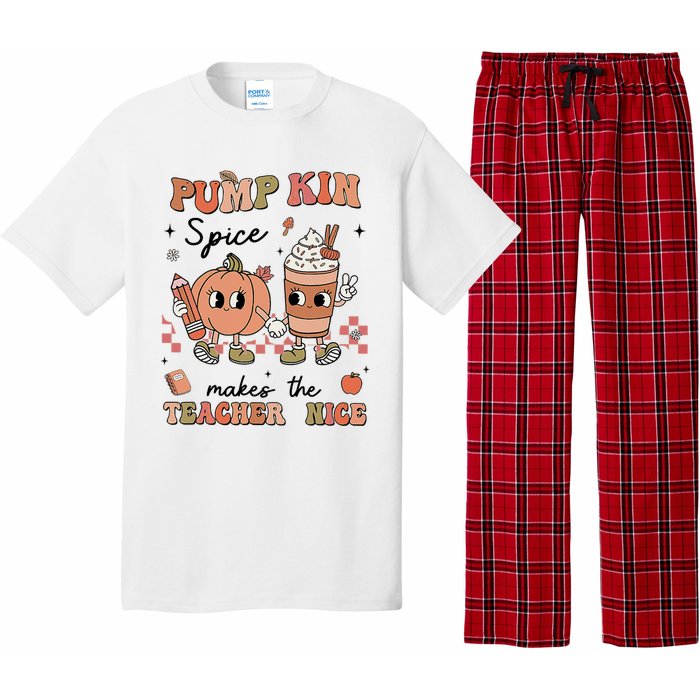 Pumpkin Spice Makes Teacher Nice Retro Teacher Thanksgiving Pajama Set