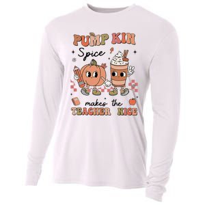 Pumpkin Spice Makes Teacher Nice Retro Teacher Thanksgiving Cooling Performance Long Sleeve Crew