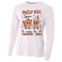 Pumpkin Spice Makes Teacher Nice Retro Teacher Thanksgiving Cooling Performance Long Sleeve Crew