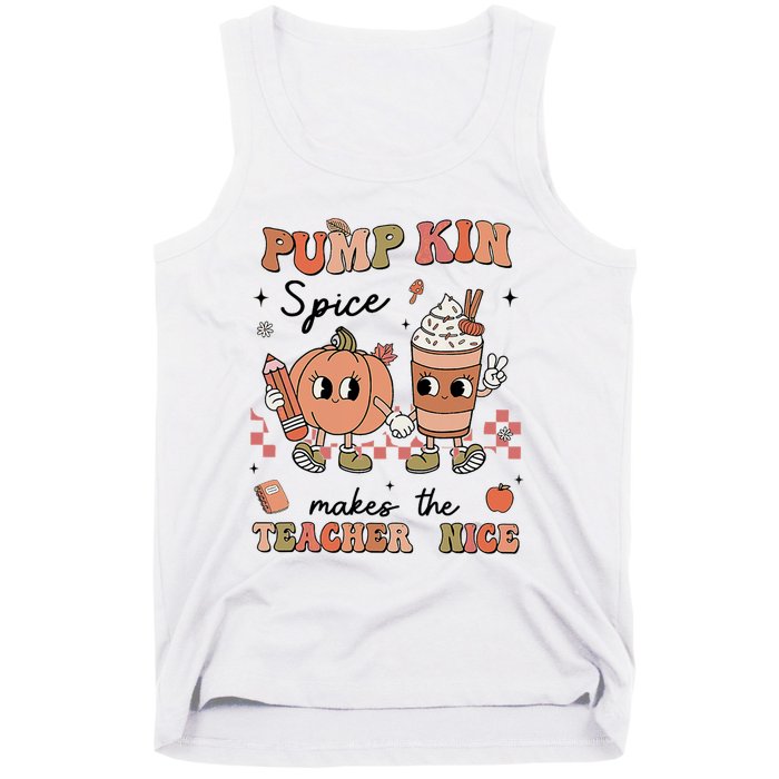 Pumpkin Spice Makes Teacher Nice Retro Teacher Thanksgiving Tank Top