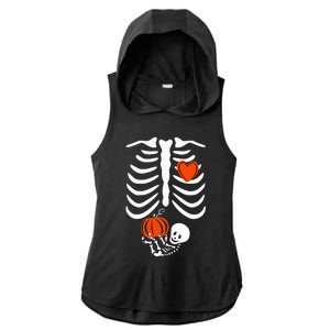 Pregnant Skeleton Mom Halloween Pregnancy Baby Announcement Ladies PosiCharge Tri-Blend Wicking Draft Hoodie Tank